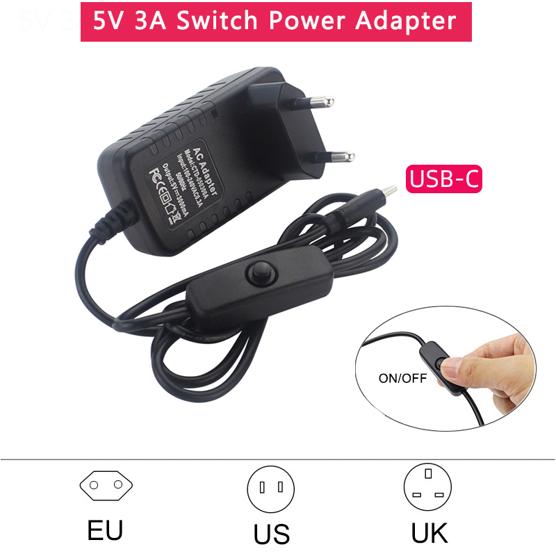 Banana Pi Bpi-M5 - 5V 3A Netzteil mit Ein-/Ausschalter EU